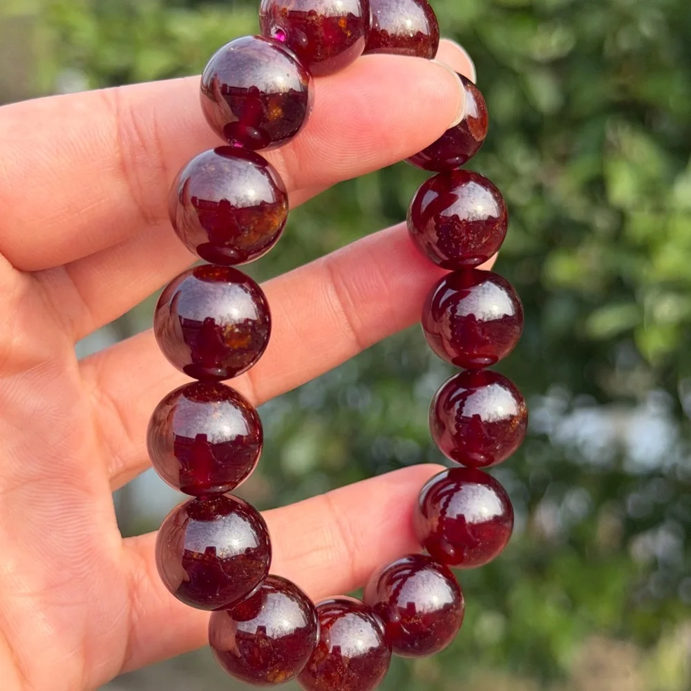 14.5mm‎ stretchable high quality red garnet bracelet 1098